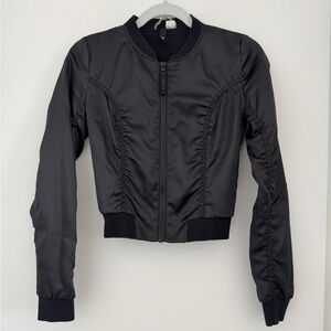 H&M Women's Black Cropped Bomber Jacket